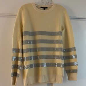 Gucci Yellow and Gray Striped Sequin Sweater